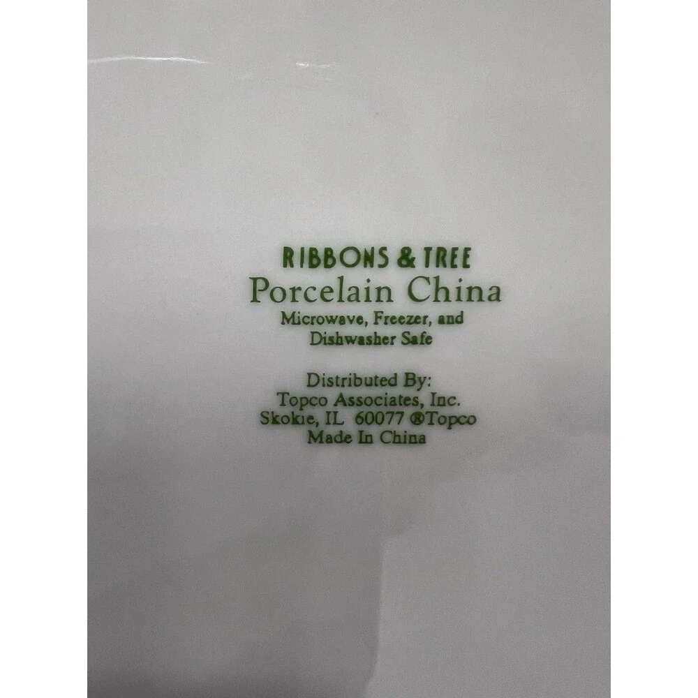 Ribbons And Tree Topco Set Of 5 Porcelain Dinner Plates Christmas Tree MS DWS